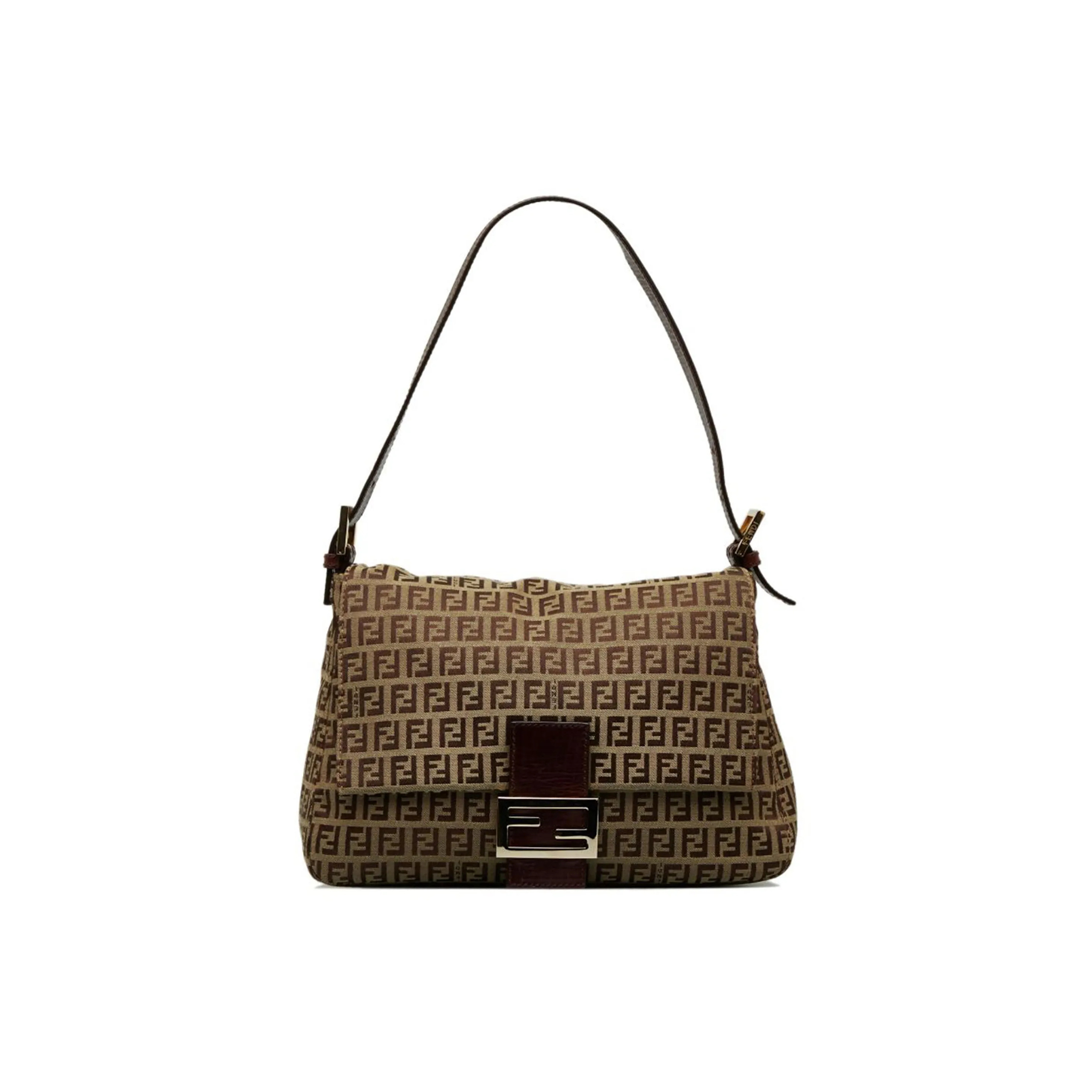 F**di zuchinno canvas and leather ff zip shoulder 890tyhttnioi66ce (33*19*8cm)